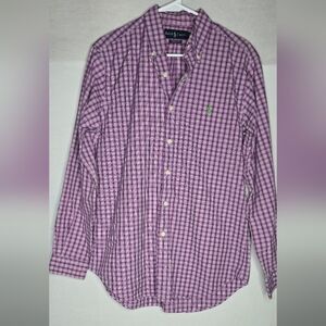 Polo Ralph Lauren Classic Fit Oxford Mens Size Medium Long Sleeve Purple/Green
